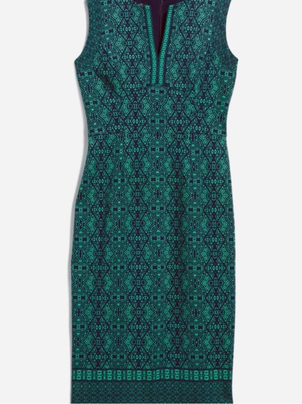 Adorne size 6 Tatum scuba knit dress green abstract business casual pencil dress